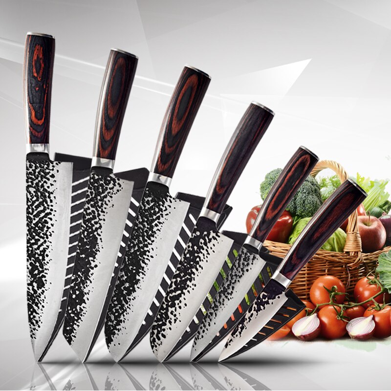 1806D Utility chef knife 8'' kitchen Knives-Set Sharp Cleaver kitchen tools Santoku Damascus Bread Knives Gif