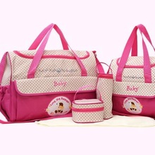 4 pcs set mummy bags, pink, brown, navy blue bear diaper bag