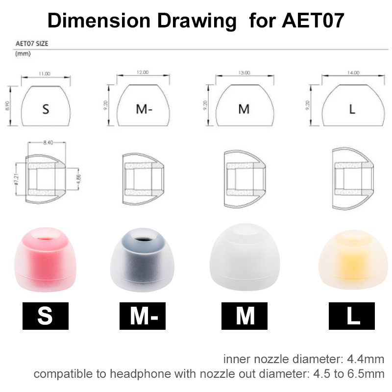 Acoustune ear tips AET07 eartips silicone earbuds In Ear earphone IEM earplugs accessories aet06/aet08/AET16 eartips