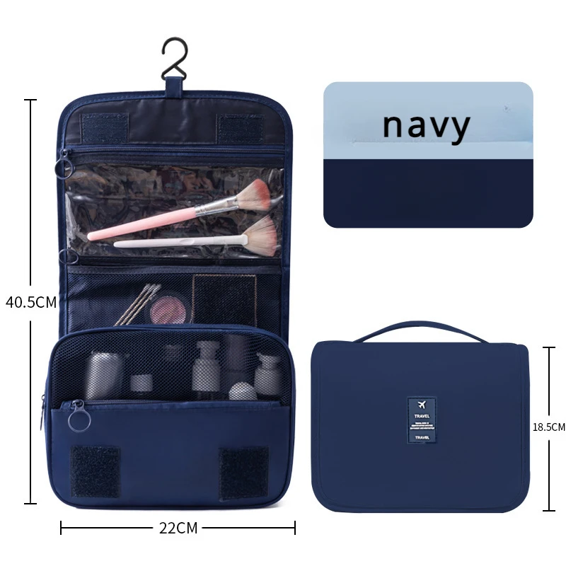 Bärbar rese-necessär, vattentät hängande förvaringsväska, nätfickor med krok, kosmetiska väska, resetillbehör, sminkväskor: Ljusgul