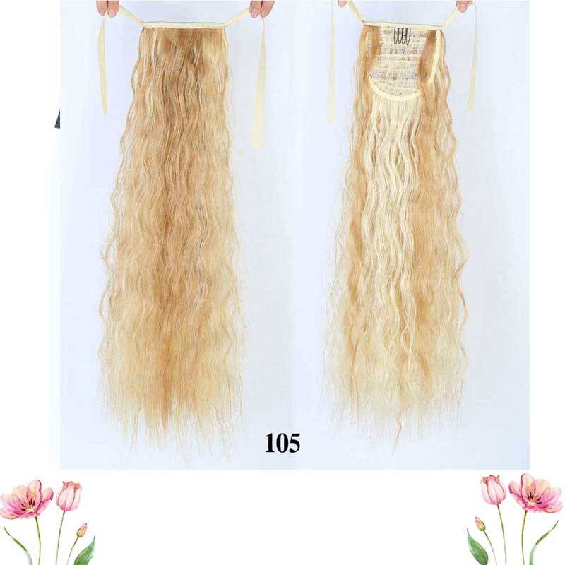 DIANQI Long Wavy Clip In One Piece Synthetic Hair Extension Ponytail Drawstring False Ponytail Wig With Hairpins: 105