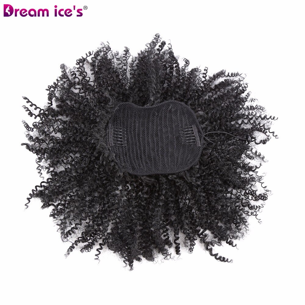 12 inch Puff Afro Kinky Curly Ponytail Drawstring Short Black Pony Tail Clip on Synthetic Hair On Barrettes Bun hair scrunchies