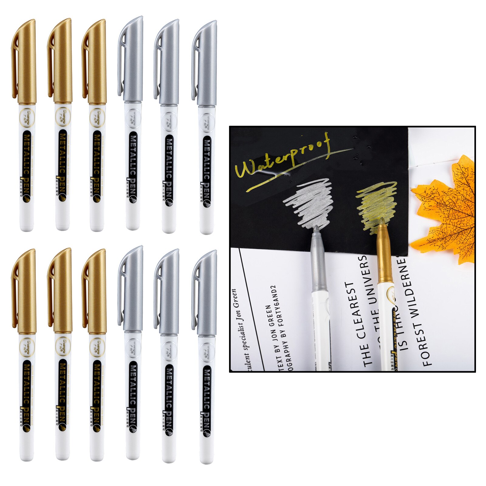 Set of 12 Epoxy Resin Metallic Marker Writing Paint Pen for Wall Craft
