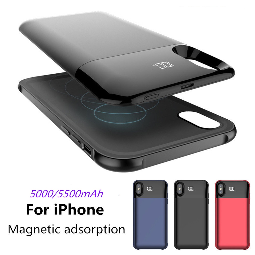 Funda magnética inalámbrica para teléfono móvil iPhone X/XS, funda con cargador portátil para móvil iPhone XR/XS Max