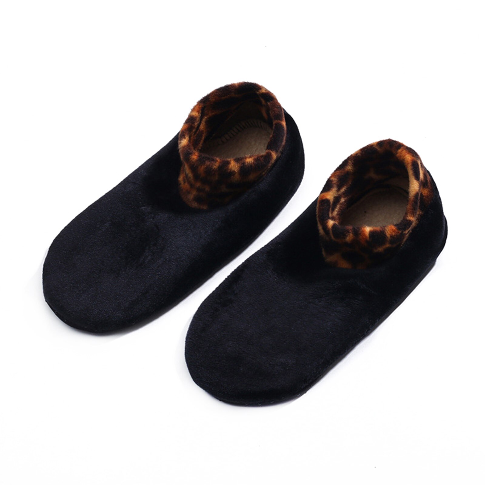 Non Slip Socks Tile Wood Floors Anti-Skid Crew Grip Socks Warmth And Velvet Thickening Autumn And Winter For Adults: black for women