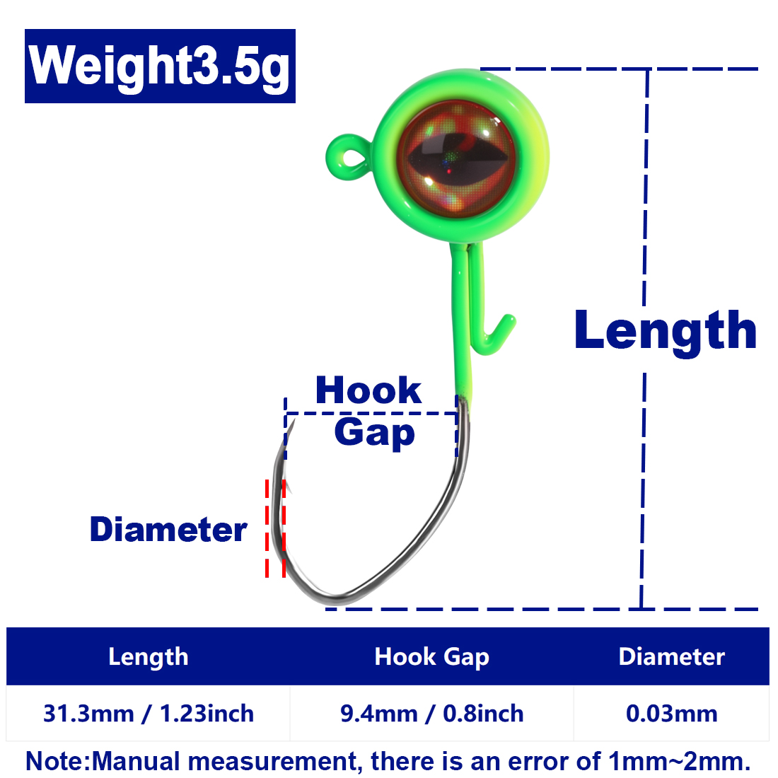 FishTrip Crappie Jig Heads Haak Swimbait Jig Head 3D Ogen Vishaken met Draad Keeper Lokt voor Panfish Bass Zoutwater: Duidelijk