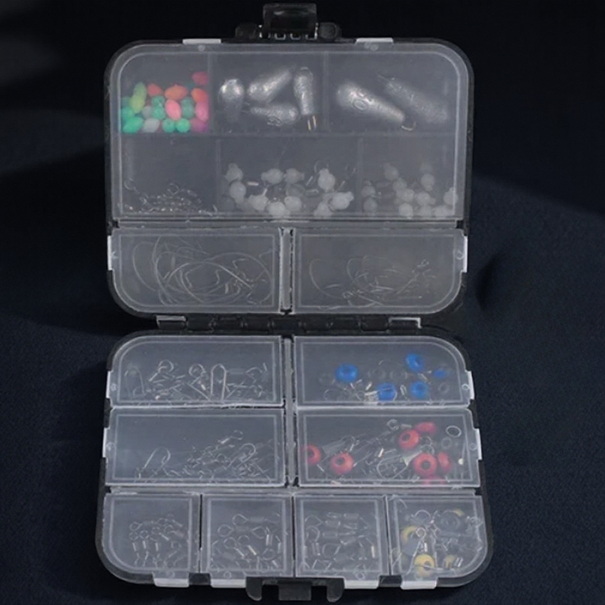 Kit d'accessoires de pêche, boîte de matériel Portable, crochet de poids, baril pivotant, perle lumineuse, rangement léger, 177 pièces: Default Title