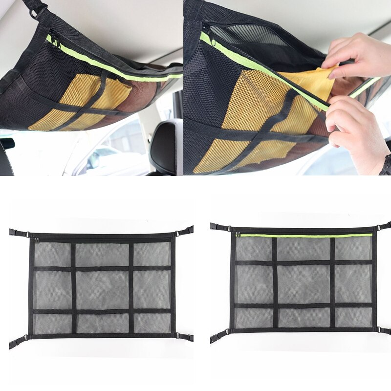 Red de almacenamiento Universal para techo de coche, bolsa de red de carga Interior para maletero de coche, bolsa de almacenamiento portátil para furgoneta y SUV