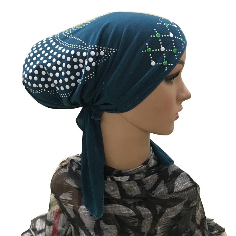 (Paillettes motifs envoyer aléatoire) cristal ITY élastique chapeau musulman hijab turban islamique (Plus de couleurs stock maintenant): 6konglan