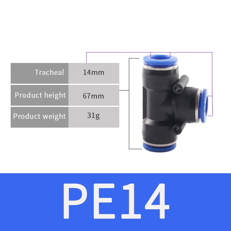 Pneumatic Fittings PET 4mm 6mm 8mm 10mm 12mm Air Water Hose Tube One Touch Straight Push-In Plastic Quick Connector Tube Fitting: PET-12