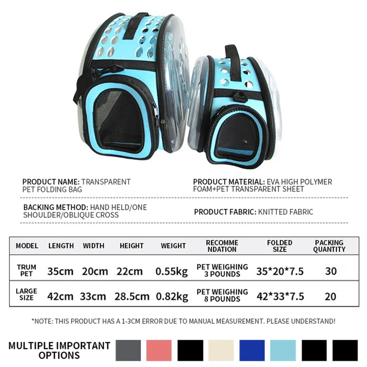 draussen-Katzenträger-Rucksack, Haustier-Umhängetasche, Katzentrage, Reisen, atmungsaktive Handtasche, Kapsel für Welpen und Kätzchen, transparente Katzentasche