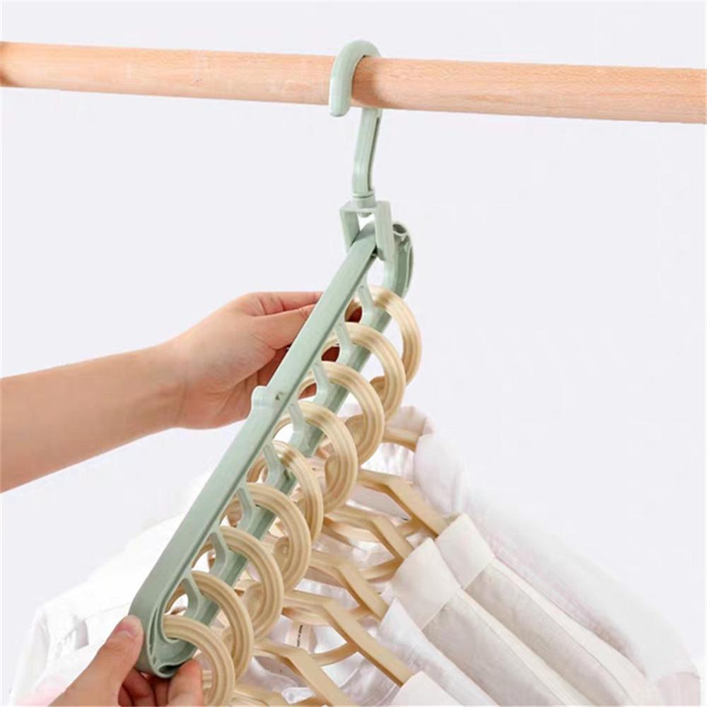 9-hole Clothes Hanger 3D Space Saving Magic Clothes Hanger With Hook Cabinet Organizer 360 Rotation Storage