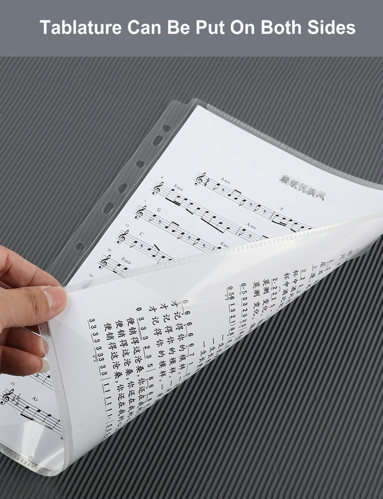 PU Leather Ring Binder A4 Paper Music Tablature Document Organizer File Folder Transparent Sleeves Sheet Protector Binder Folder