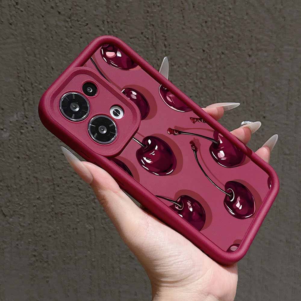 Funda de lujo con estampado de cereza y vino para Xiaomi Redmi Note 14, 13, 12, 11, 10 Lite Pro Plus Max, funda suave con escalera de ojos