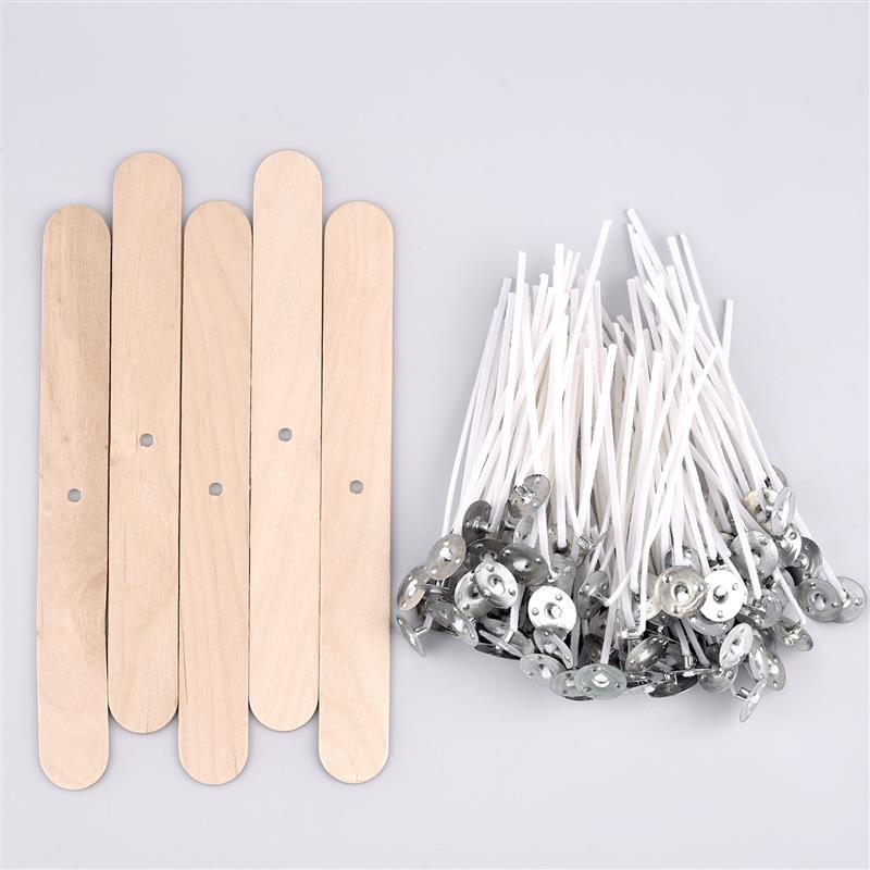 Mèche de bougie en fil de coton ciré de plusieurs tailles, 100 pièces/ensemble, mèche et support sans fumée, ensemble de fabrication de bougies, accessoires, support de mèches