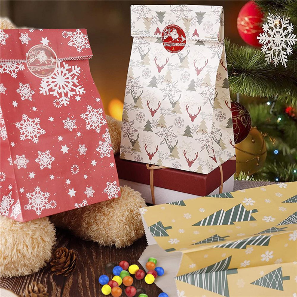 24 stuks kerstzakjes adventskalender om papieren zakjes te vullen met 1-24 cijferstickers kerst theekransje adventszakjes