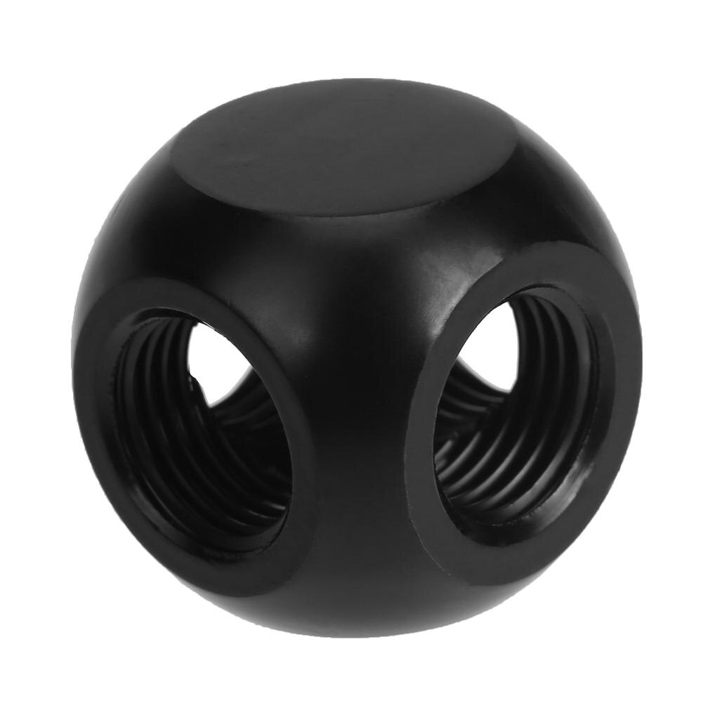 Brass G1/4 Inner Thread Metal 4 Way Water Tube Connector Ball Shaped Adapter for PC Water Cooling: Black