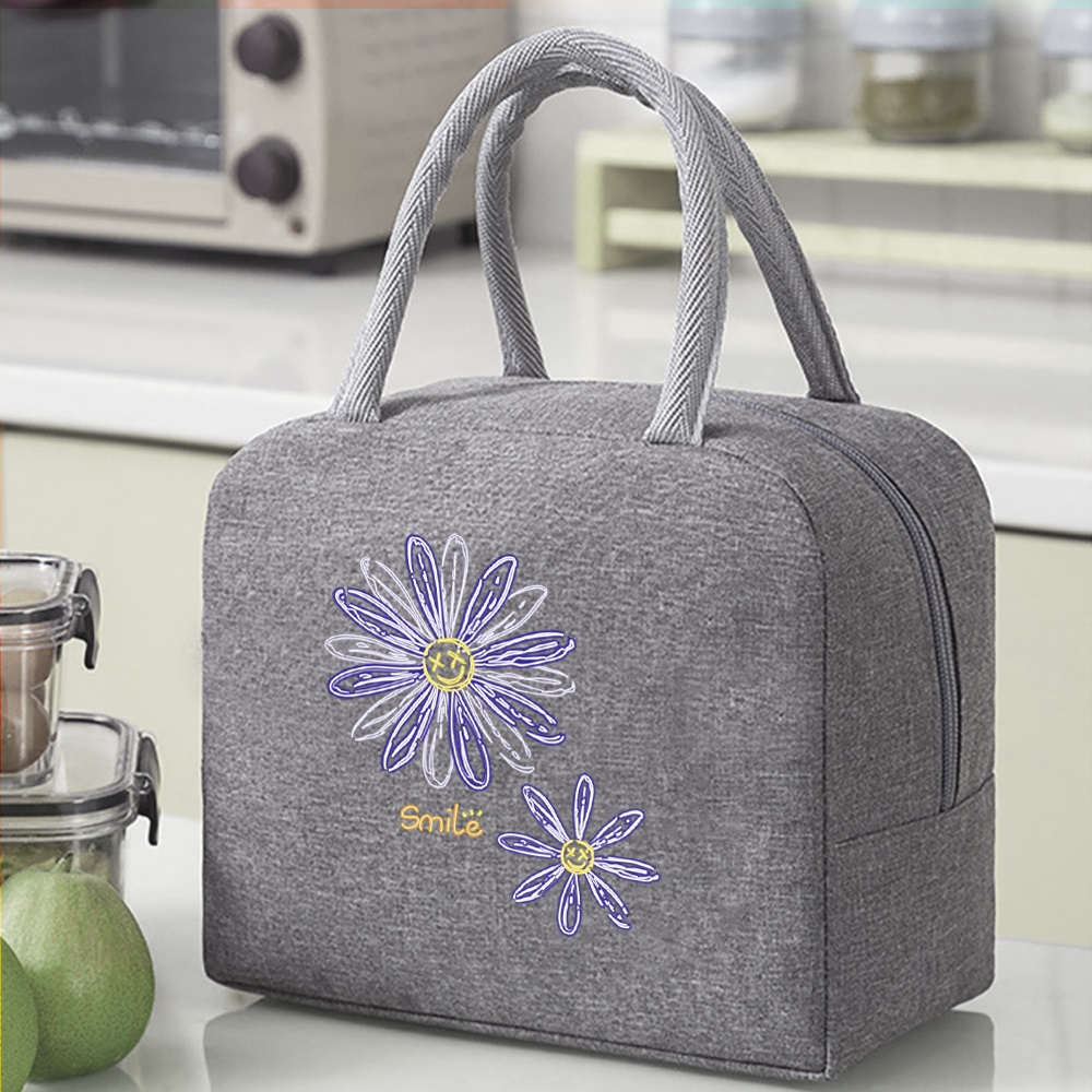 Thermal Food Picnic Lunch Box Insulated School Child Food Bag Tote Lunch Bags for Work Daisy Pattern Cooler Bag for Women: Gold