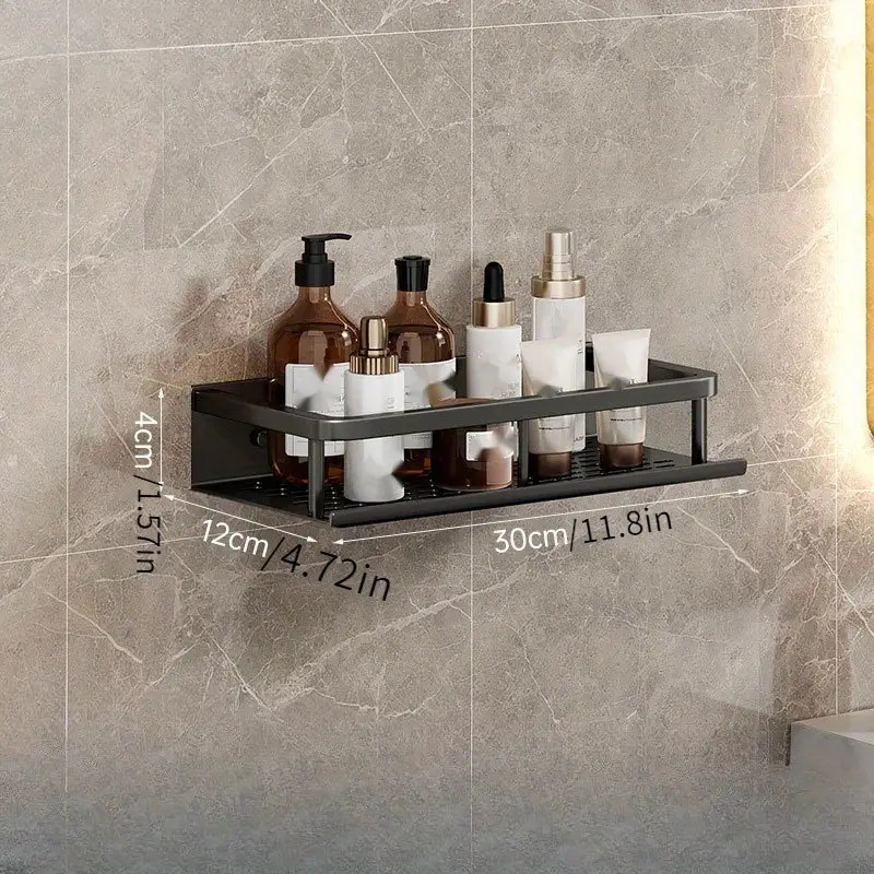 Bathroom Storage Rack Aluminum Wall Mounted Bathroom Shelf Sink Washbasin Shampoo Toilet Wall Storage Rack Bathroom Accessories: WHITE