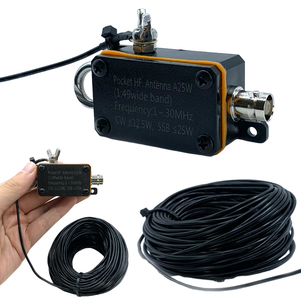 Pocket HF Antenna 1-30MHz Frequency Band Wideband End-fed Halfwave Antenna HF Shortwave Antenna CW SSB End Fed Half Antenna