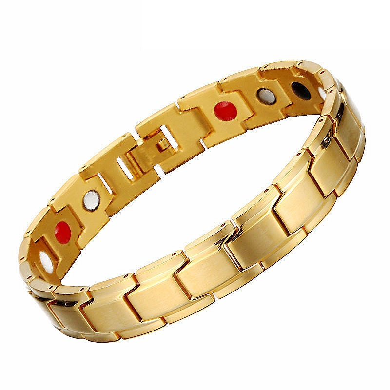 Bracelet bracelet health magnetic therapy anti-fatigue soothing mood metal magnet health bracelet unisex health bracelet: Gold