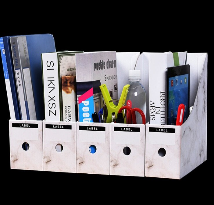 LOAAO Eco-Friendly Cardboard table organizer box office file box holder book storage box Home Storage Organization: 5pcs white