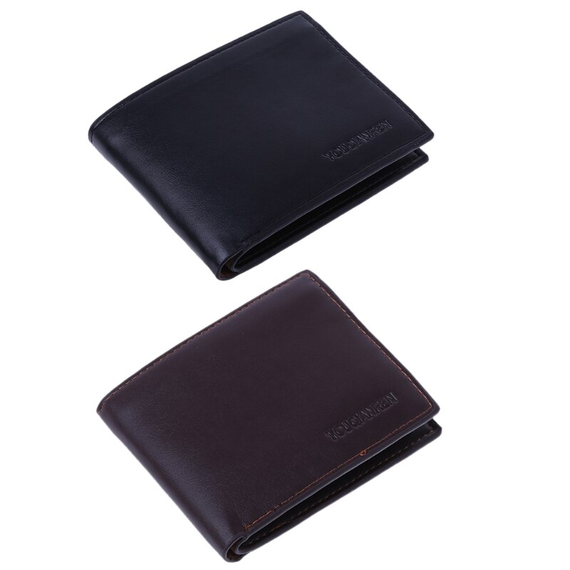 Men's Short Leather Wallet ID Credit Card Holder Billfold Purse Clutch Male Mini Letter Print Photo Wallet