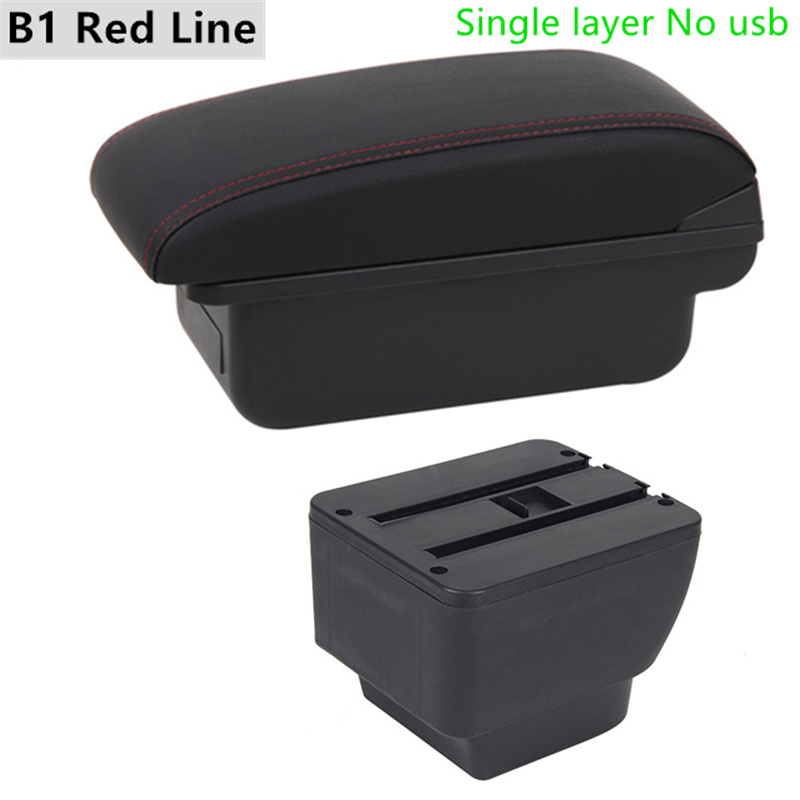 Armrest Box for Mazda 2 Leather Arm Rest Center Console Storage USB Car Accessory: B1 Red Line