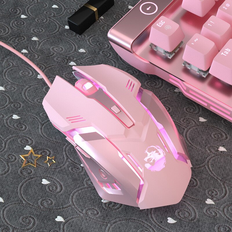 Teclado de videojuegos para niña con 19 teclas sin agujeros, Macros mecánicos de 4800DPI, ratón con cable para Gaming, oficina, Notebook, ordenador de escritorio: 2400DPI Mouse Only