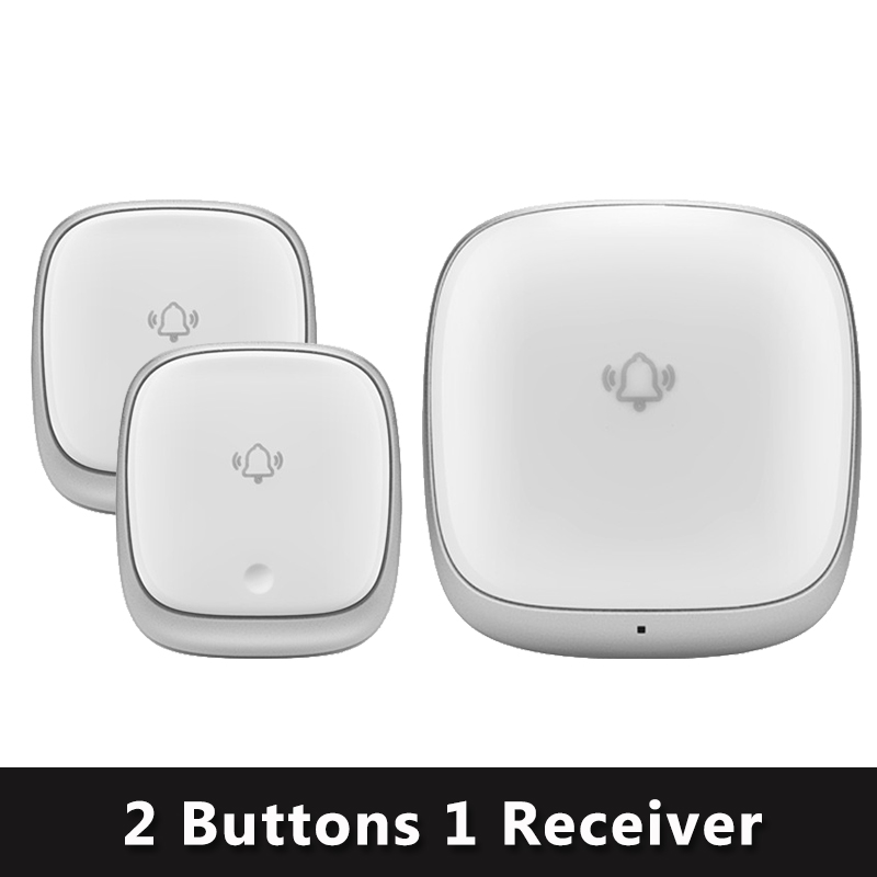 Colorful Wireless Doorbell Waterproof Self-powered Button 38 Chimes Outdoor House Door Bell Sets EU Plug-in No Battery Need: B 2Button 1Receiver