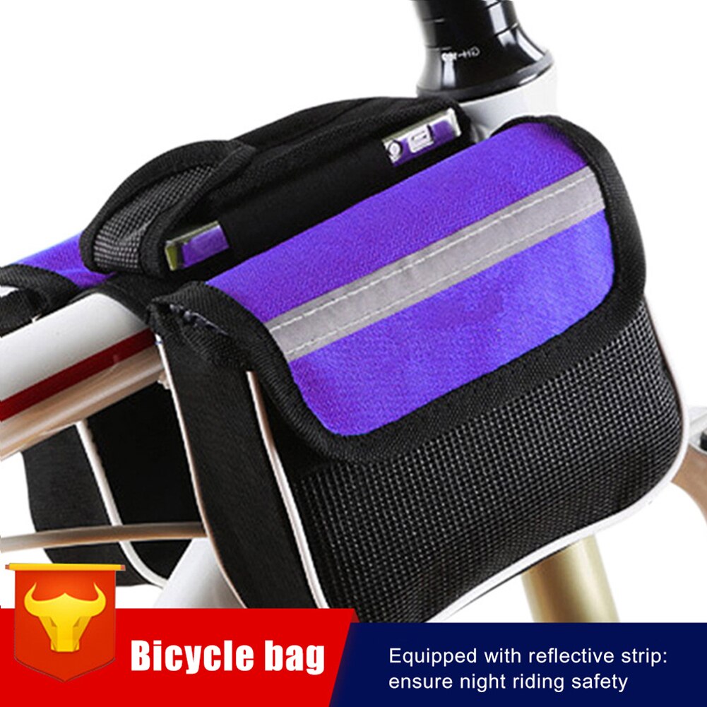 Mtb Fiets Zadeltas Frame Top Tube Fietsen Telefoon Case Fiets Pouch Telefoon Dubbele Tas Fiets Accessoires Reflecterende Streep