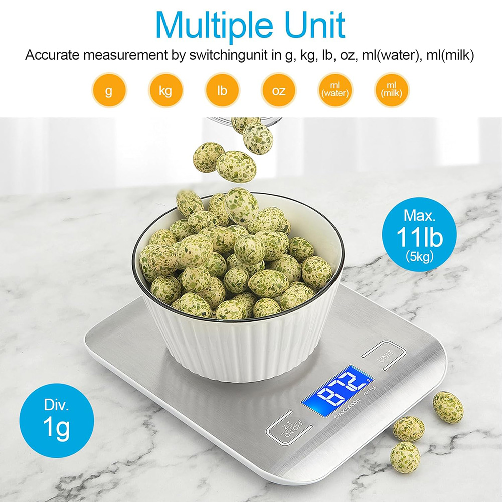 5Kg Kitchen Digital Scale Stainless Steel Mini Precision Weight Scale 0.1g Portable Weights Scale Cooking Baking Measuring Tools