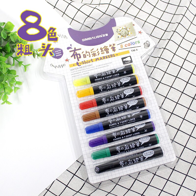 Simbalion Fabric Markers Water Based Water Resistant Non-toxic Ink DIY Painting Colored Marker on T-shirt, Clothes,Canvas Shoes