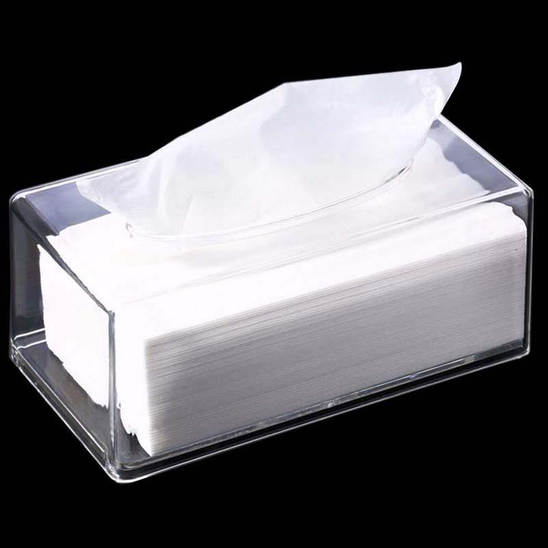 Transparent Tissue Box Rectangular Tissue Storage Box Acrylic Plastic Tray For Home Office Car KTV Hotel Tissue Storage Box