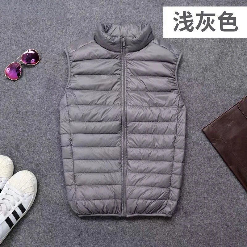 Donsvest voor heren Winter, los eendendons Lichte veren Modejas Jas Warm heren los plus eenvoudig effen kleur jasjevest: 5XL / Sky Blue