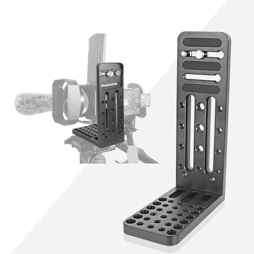 Support L pour caméra DSLR, plaque à dégagement rapide, prise de vue vidéo verticale, support L universel avec plusieurs trous de vis 1/4 et 3/8
