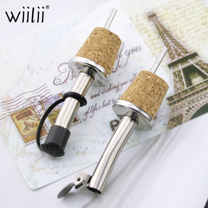 1PC Stainless Steel Oil Bottle Spout Pourer For Flask Red Wine Pot Bottle Cork Plug Mouth with Stopper Olive Pourer Dispenser
