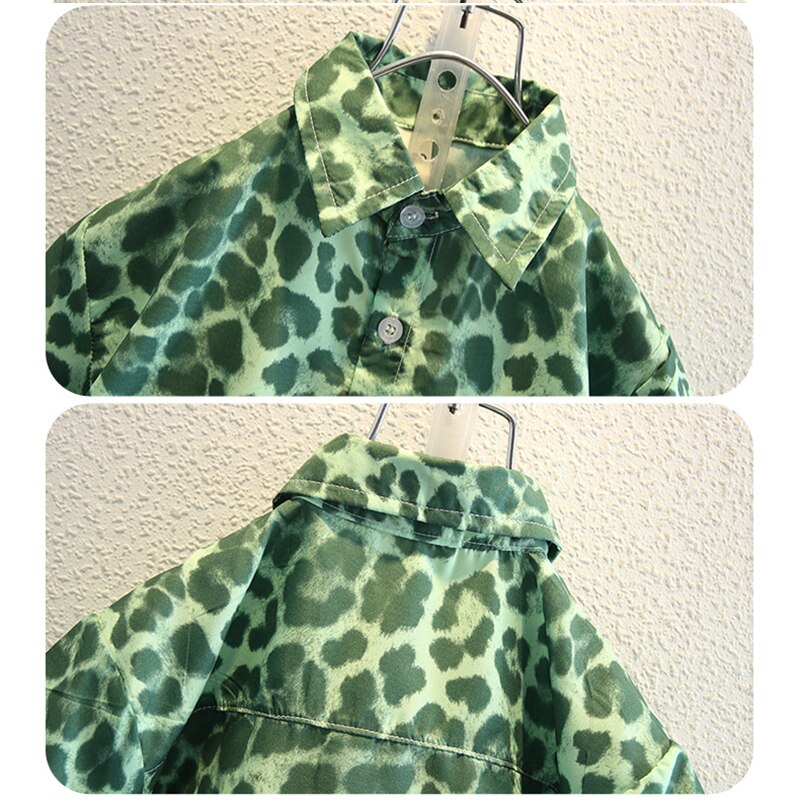 Conjunto de verano para niños, conjunto de blusa y pantalón corto de 2 piezas, ropa con estampado de leopardo, para bebés de 2 a 12 años