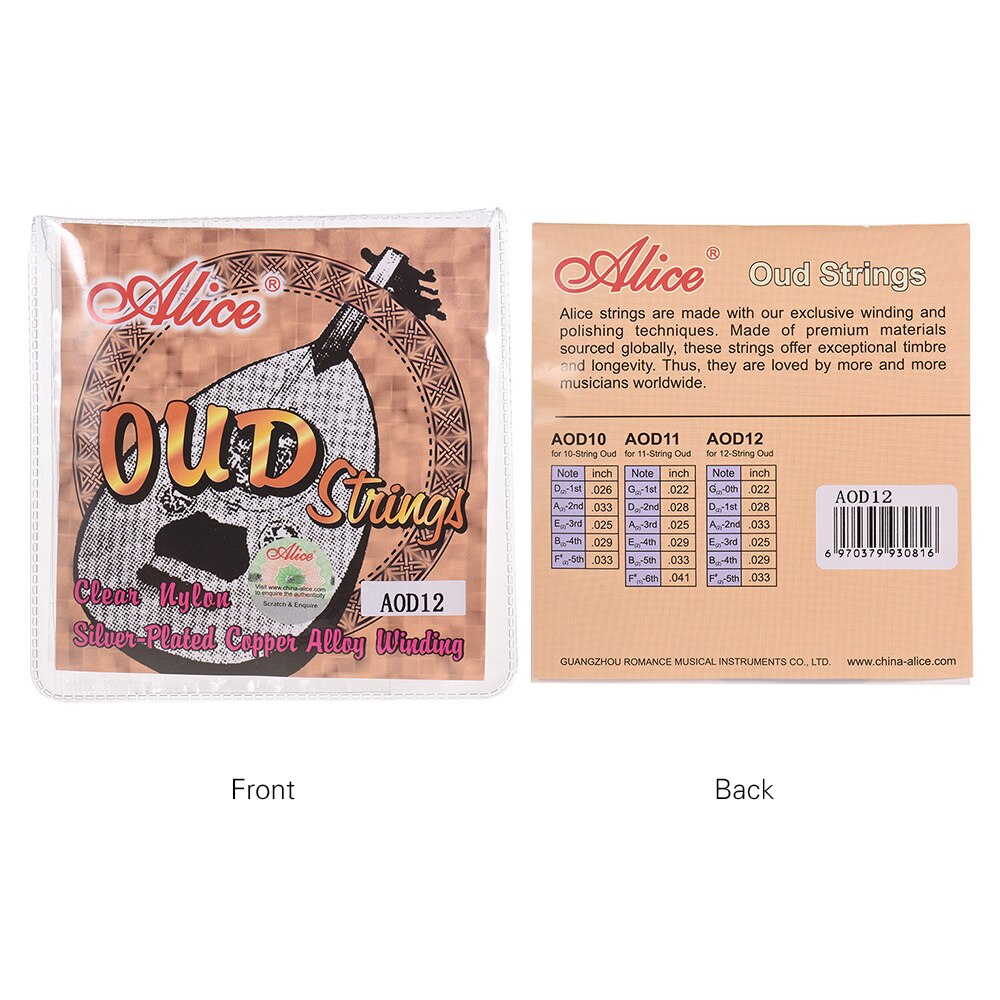 Alice aod 12 12-- strenget oud strenge sæt(gdaebf) nylonkerne forsølvet kobberlegering vikling  (.022-.033)
