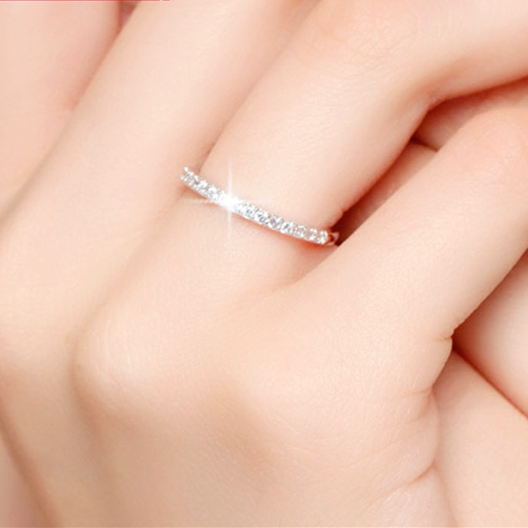 Anillos redondos de cristal de Plata de Ley 925 100% auténtica para mujer, anillos para dedos grandes, joyería Unisex