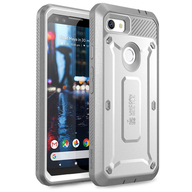 SUPCASE For Google Pixel 3a Case Release) UB Pro Full-Body Rugged Holster Protective Case with Built-in Screen Protector: White