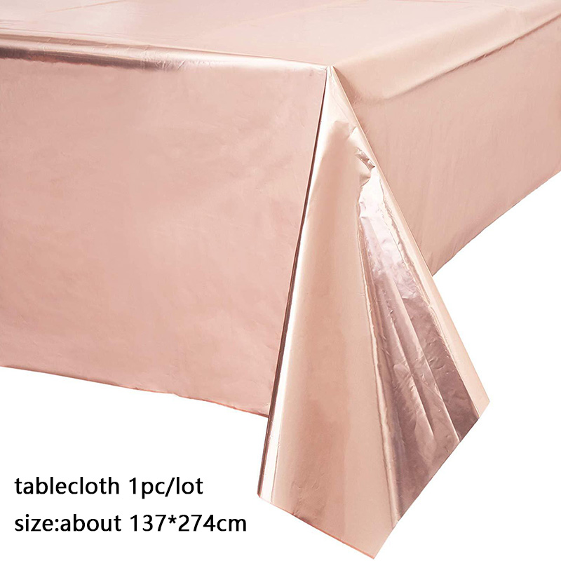 137*274Cm Plastic Rose Gold Dot Gilded Tafelkleed Verjaardag Feestartikelen Wegwerp Tafelkleed Cover Bruiloft Decoratie: A