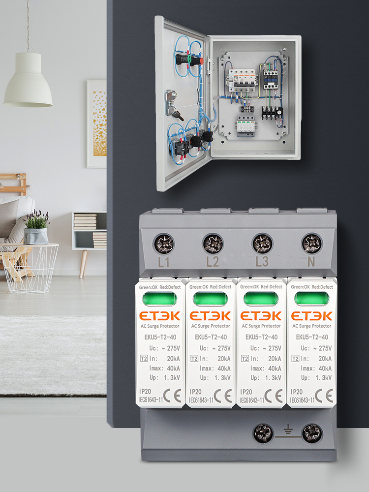 Etec talon ylijännitesuojalaite suojaus ylijännitesuoja tyyppi  t2 spd  ac 2p 3p 4p 20ka ~ 40ka 275v eku 5