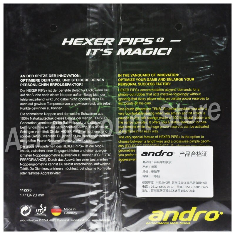 Original Andro table Tennis Rubber Hexer Pips+ Raw Rubber Ping Pong Tenis De Mesa