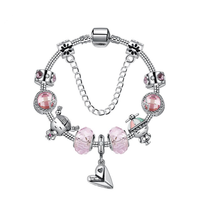 Pan familjearmband rosa serie pojkar flickor ren kärlek armband kärlek papper flygplan hänge armband