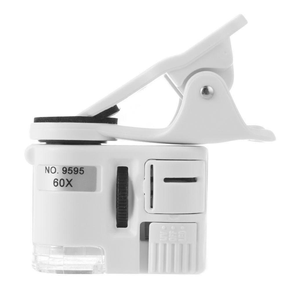 Universal 60X Mobile Phone Microscope Macro Lens Zoom Clip Camera Magnifying Phone Micro Light Glass with Microscope LED LE G9T2: Default Title