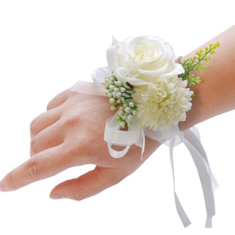 Bukiety ślubne białe kwiaty ślubne akcesoria bukiet dostawy sztuczne Buque De Noiva różowy panny młodej bukiet kwiatów: Wrist Corsage