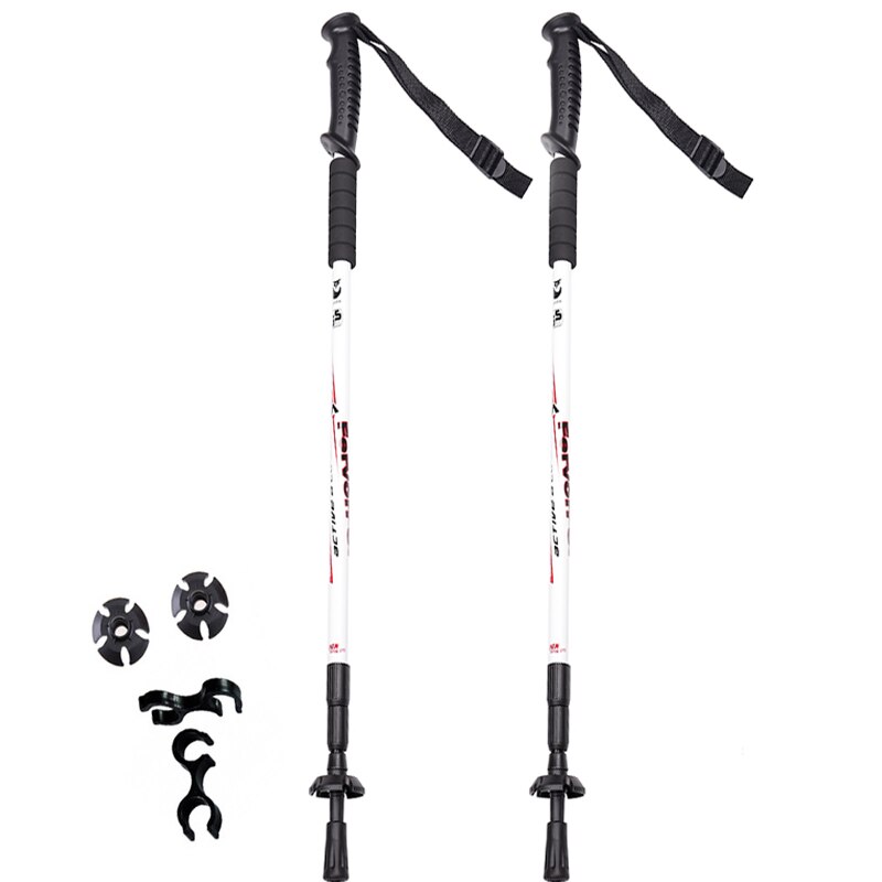 Nordic Walking Sticks, 2 Units Per Lot, Adjustable Trekking Sticks, Scandinavian Telescopic Walking Sticks, Anti-shock Walking: White