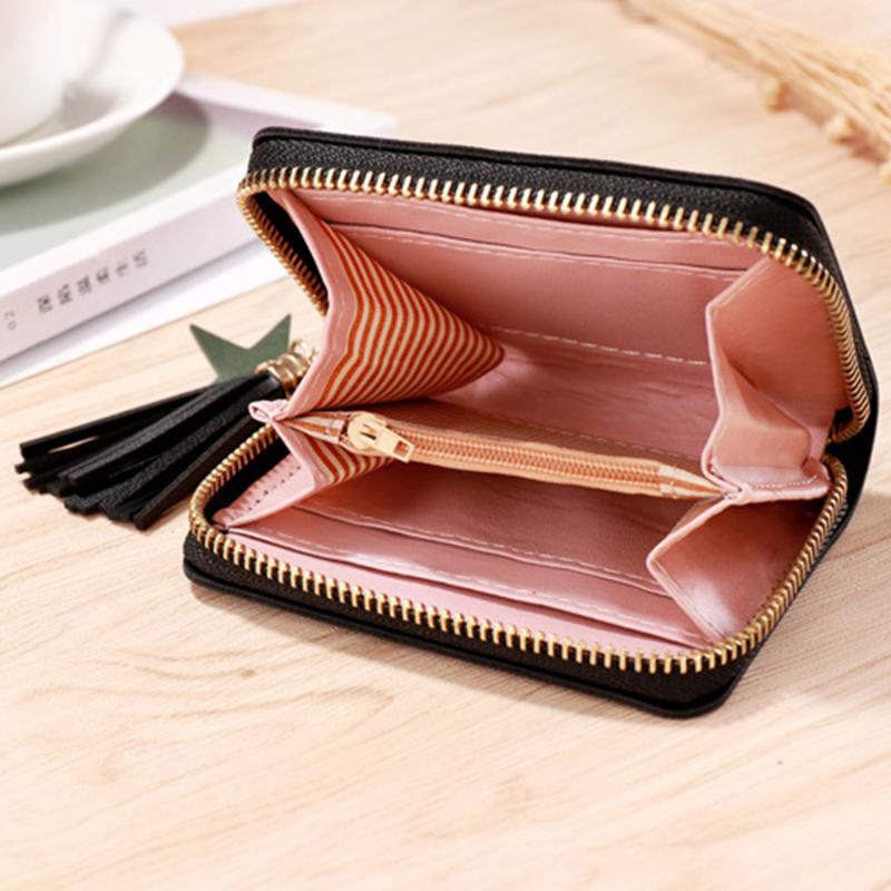 Women Small Wallet Ladies Mini Tassel Wallet Cute Girl Short Zipper Lovely Pu Leather Coin Purse Female Hand Wallet Cartera