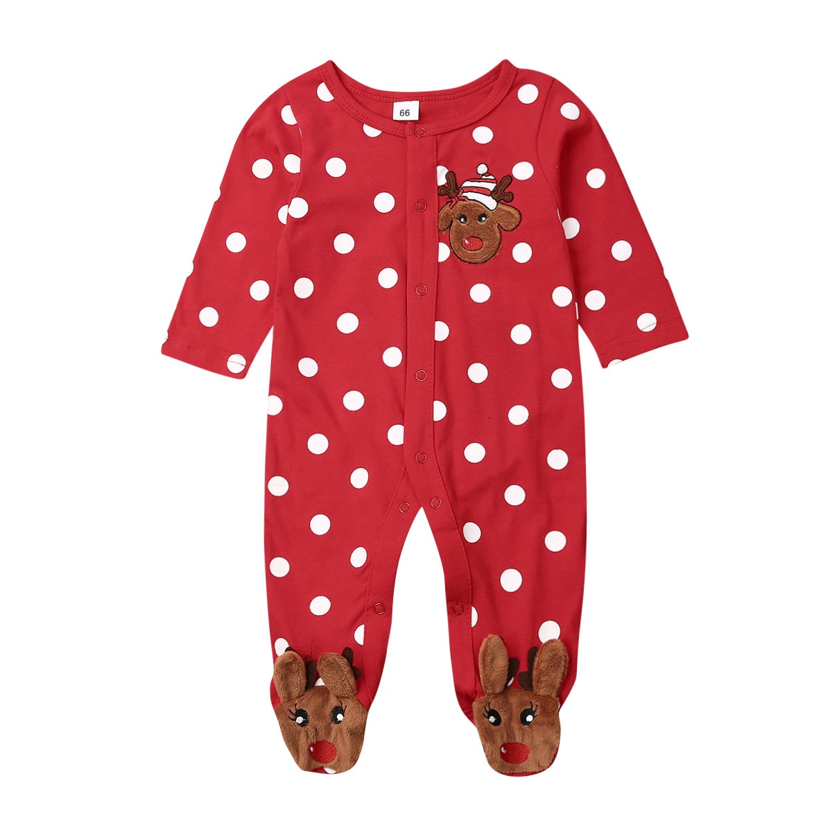 0-18M My First Christmas Baby Boy Girl Rompers Newborn Infant Baby Cartoon Deer Red Jumpsuit Playsuit Xmas Baby Costumes: 3-6M Footed Romper